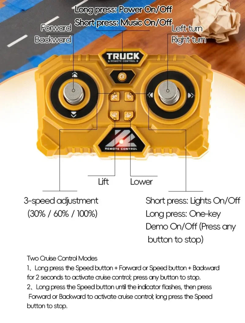1:64 Scale Remote Control Engineering Vehicle with Lights and Sounds