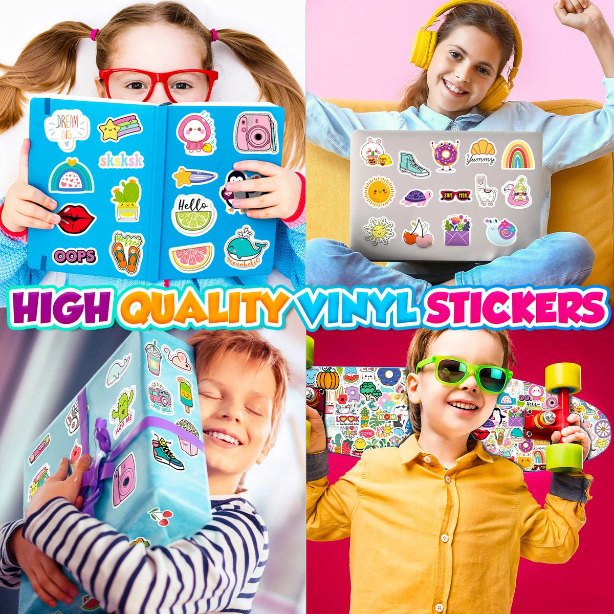 Kawaii Aesthetic Sticker Pack - 100 Unique Designs for Laptops, Water Bottles & More