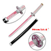 A replica Demon Slayer Tanjiro Katana sword with a pink and white handle displayed against a white background.