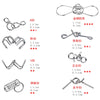 A collection of various metal wire puzzles and brain teasers with different sizes and configurations.