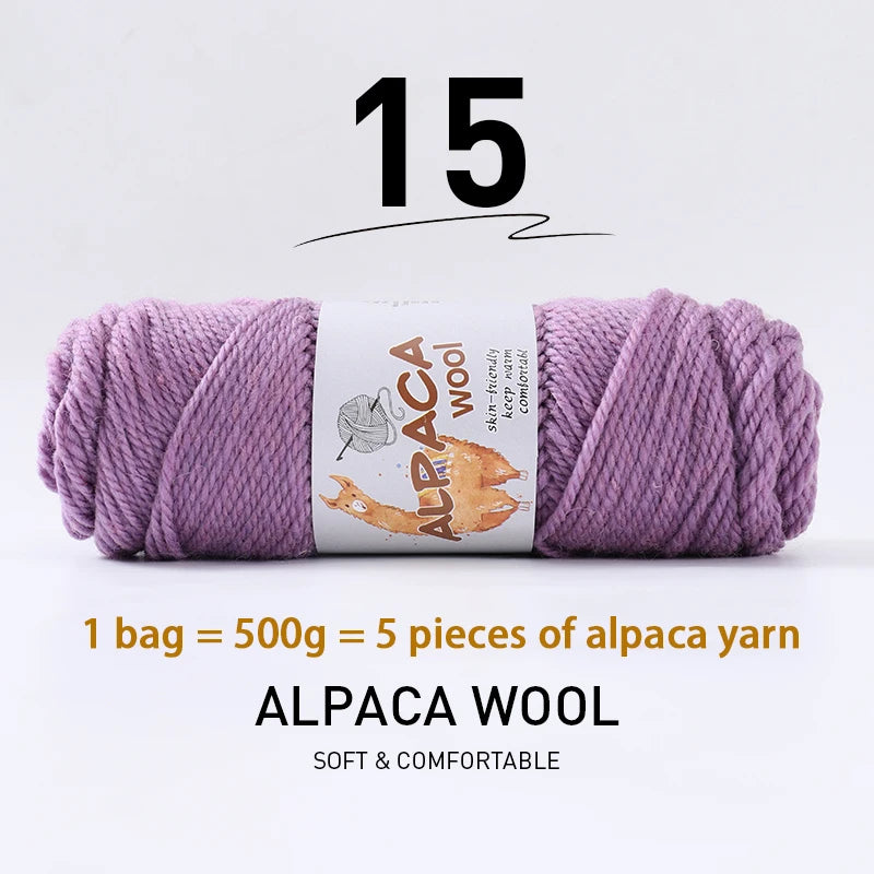 Luxurious Alpaca Wool Blend Yarn — 500g Thick Knitting Yarn