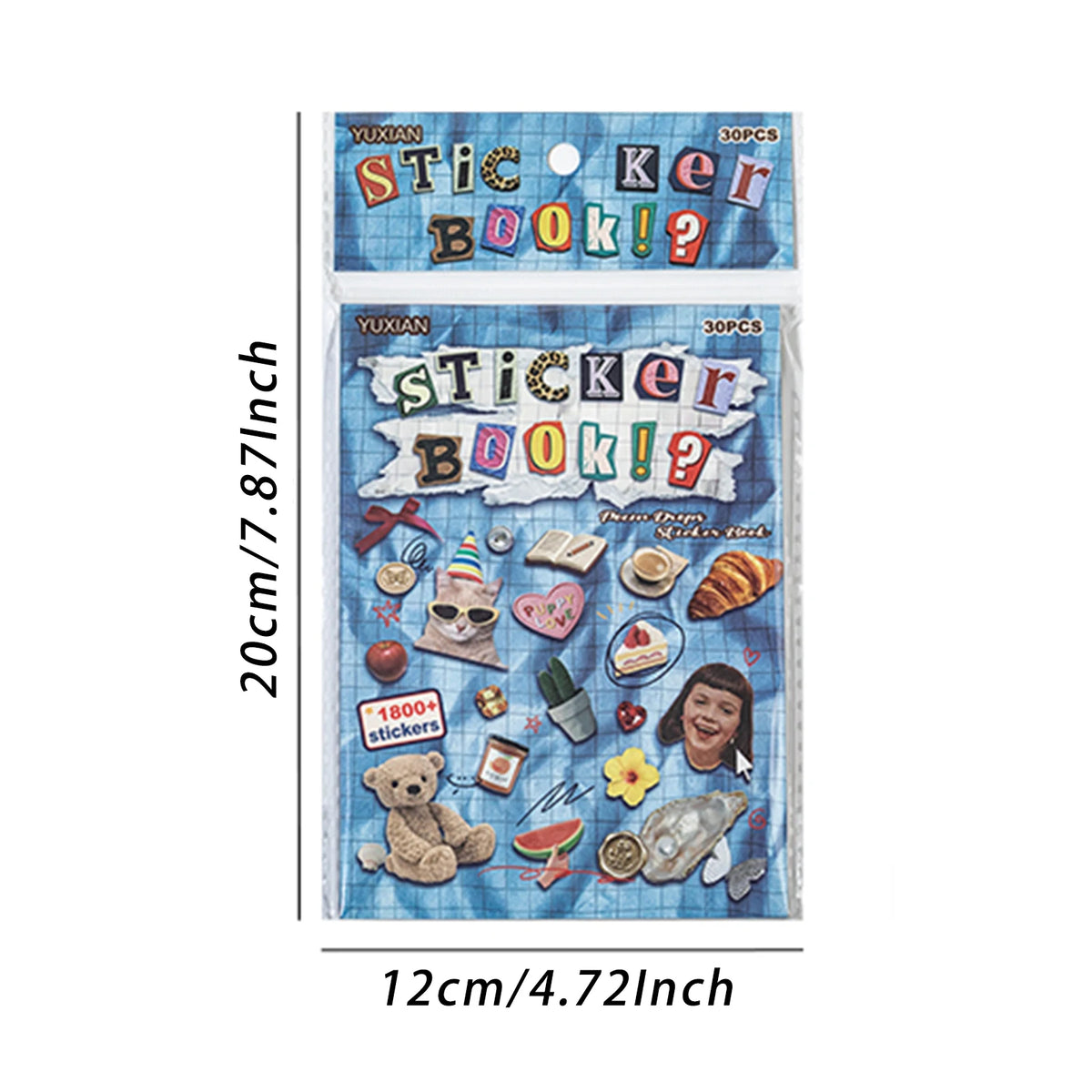 A sheet of cute cartoon stickers featuring various designs for journaling and DIY decor