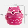 A pink bear-shaped stackable bento lunch box with glasses for kids.