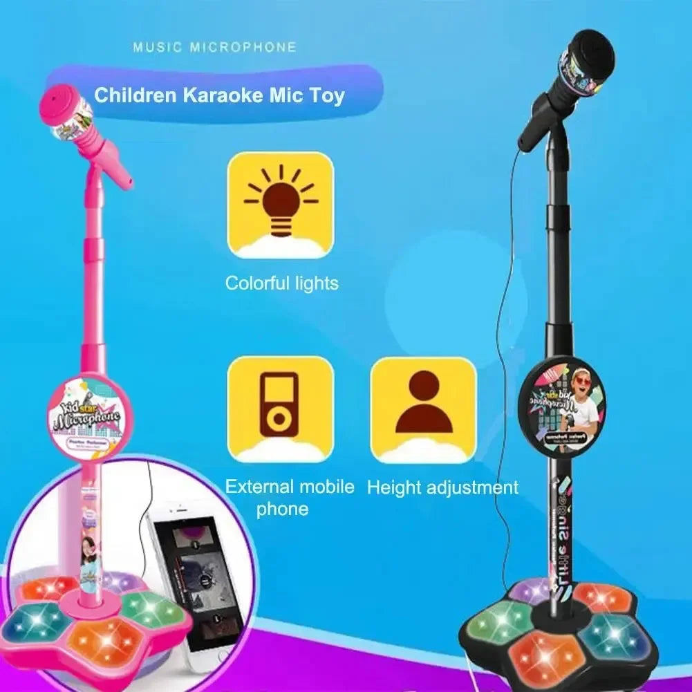 Kids Karaoke Microphone Stand Set with Party Lights