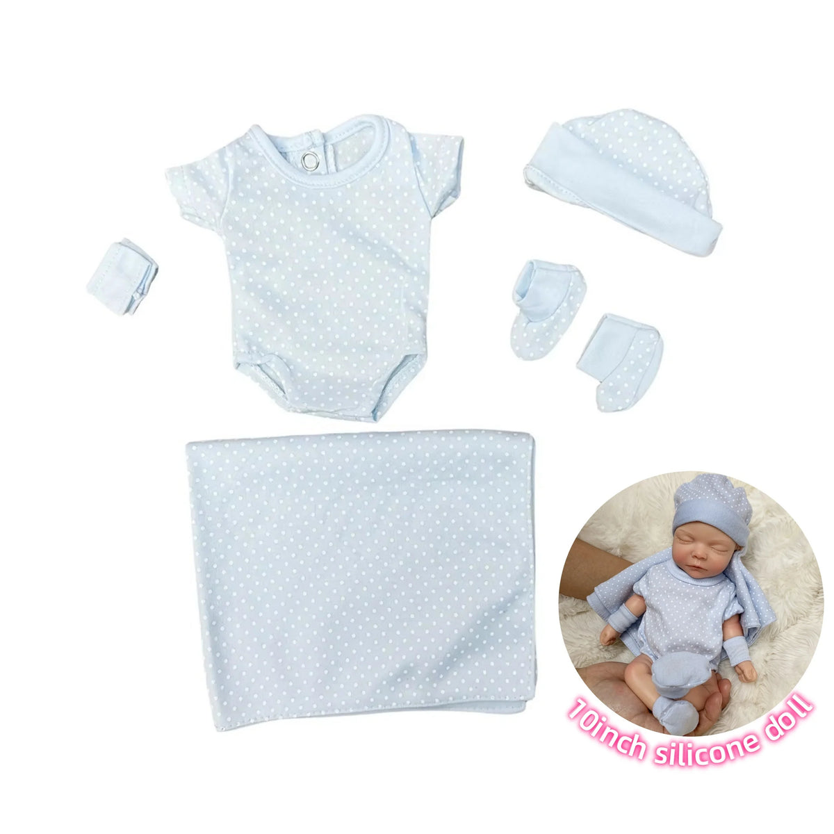 6-Piece Fashion Outfit Set for 10-Inch Reborn Dolls