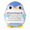 Handmade Knitted Penguin Doll with Inspirational Card