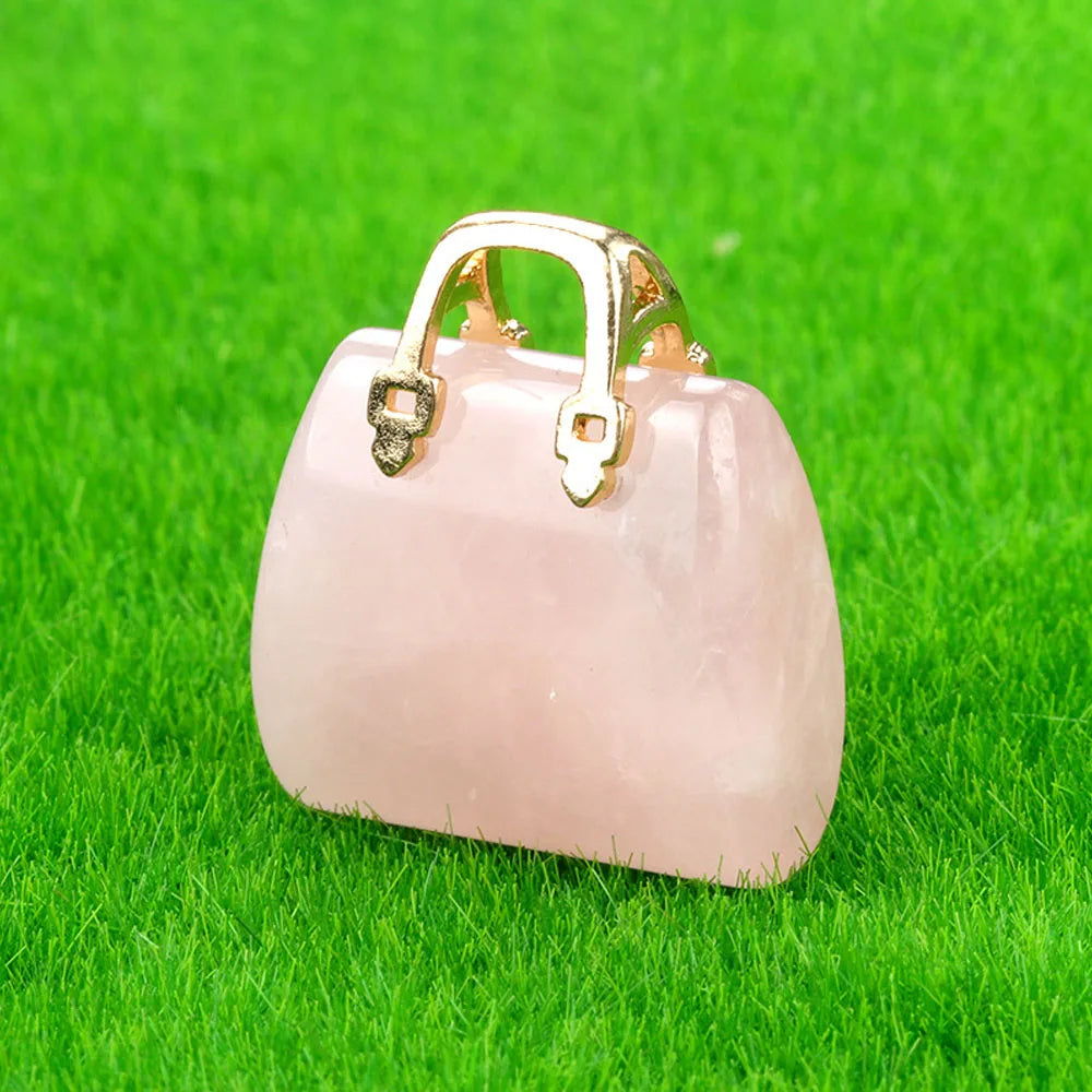 Mini Handbag-Shaped Crystal Agate Pendant for Jewelry Making