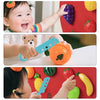 A set of farm felt board pretend play featuring various colorful fruits and vegetables like apples, corn, and squash.