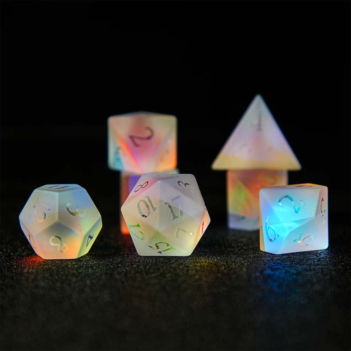 Premium 7-Piece Frosted Gemstone Polyhedral Dice Set for Tabletop RPGs