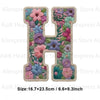 Floral letter H patch made of embroidery for DIY clothing and accessories