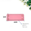 Pink PU leather crochet bag bottom rectangle shape with 44 pre-punched holes and a weight of 53 grams