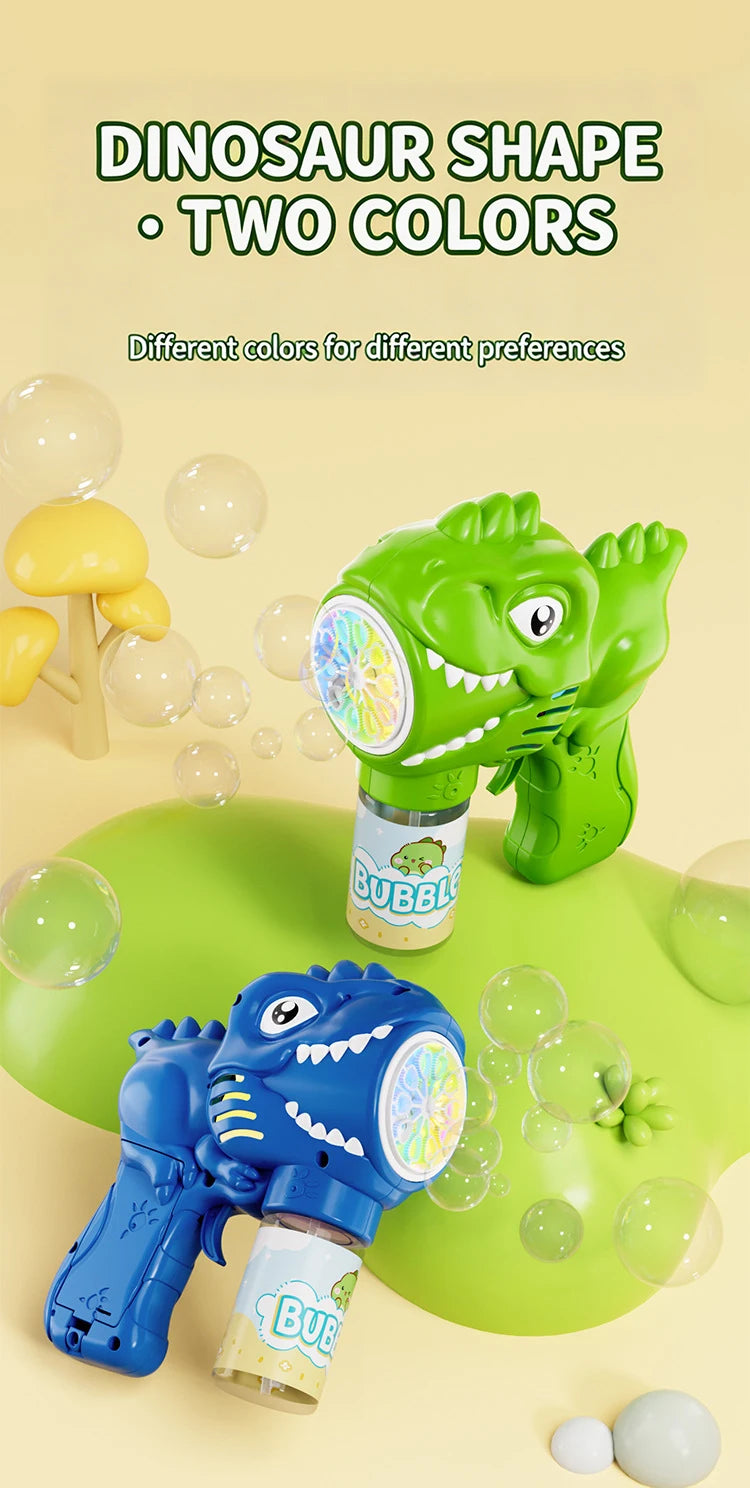 Dinosaur Bubble Gun for Kids – Auto Blower with Refillable Liquid
