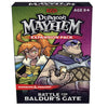Box art for the Dungeon Mayhem Expansion Pack featuring characters and artwork related to Battle for Baldur's Gate.