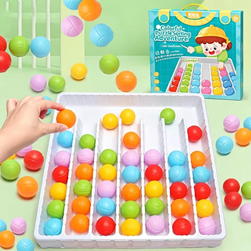 Rainbow Ball Sorting Board Game for Kids