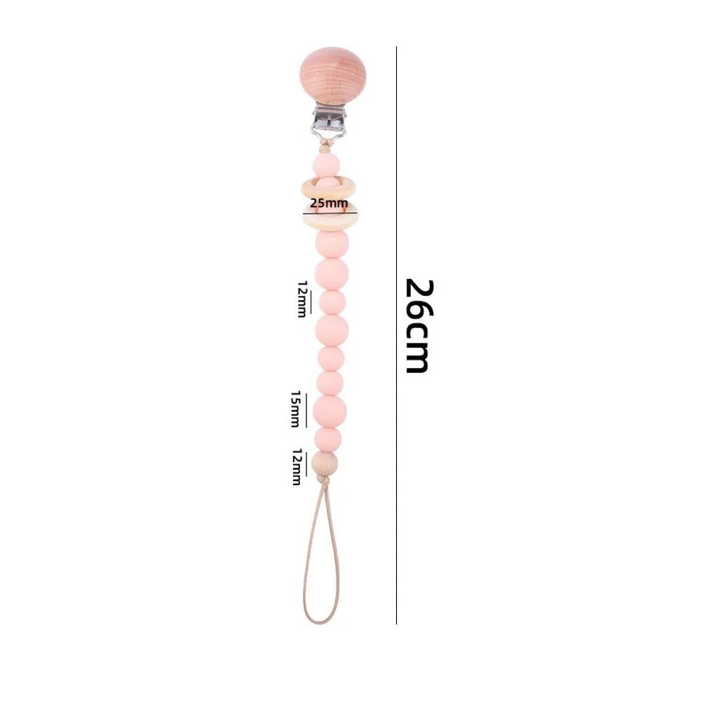 Wooden Baby Pacifier Clip with Crochet Charms