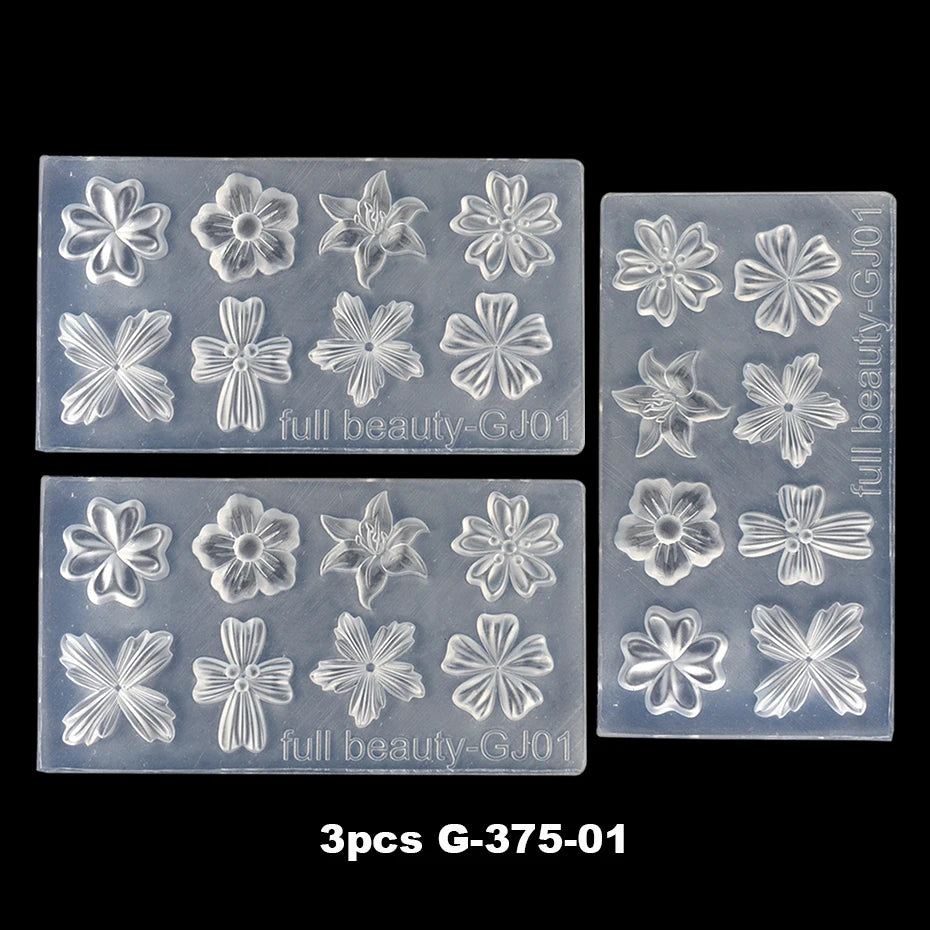 Floral Silicone Nail Art Stencils for 3D Design