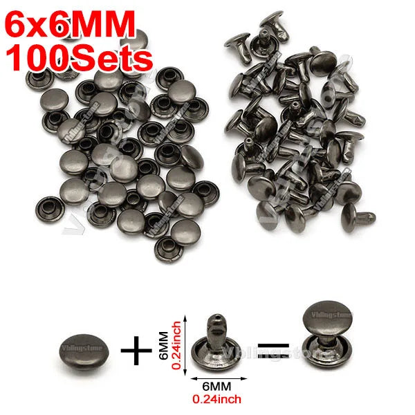 A collection of 100 sets of 6x6mm metal tags used for crafts and sewing.