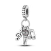 Sterling silver charm beads featuring a treble clef design for DIY bracelet making