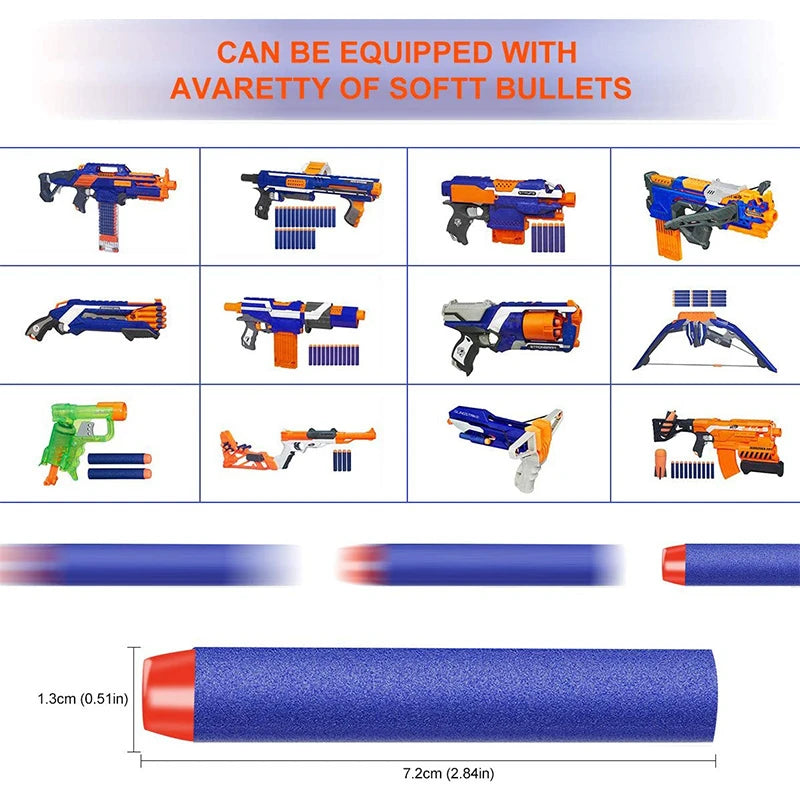 50-Pack Soft Foam Dart Refills for Toy Blasters (7.2cm)