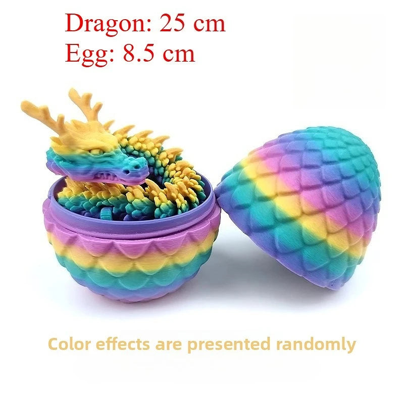 Un œuf violet contenant un modèle de dragon jaune, avec des effets de couleur aléatoires.