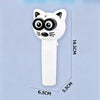 A white automatic cat toy with black eyes and whiskers, designed for pets.