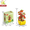 A set of 108 flower succulent building blocks in various orange and green colors for desktop plant decor.