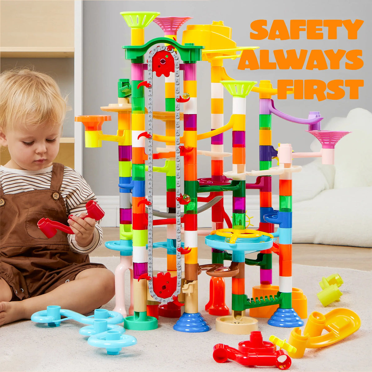 Glowing Marble Run with Motorized Elevator – 236-Piece STEM Building Set for Kids