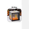 A black D6 dice set with a liquid core resin design showing the number one.