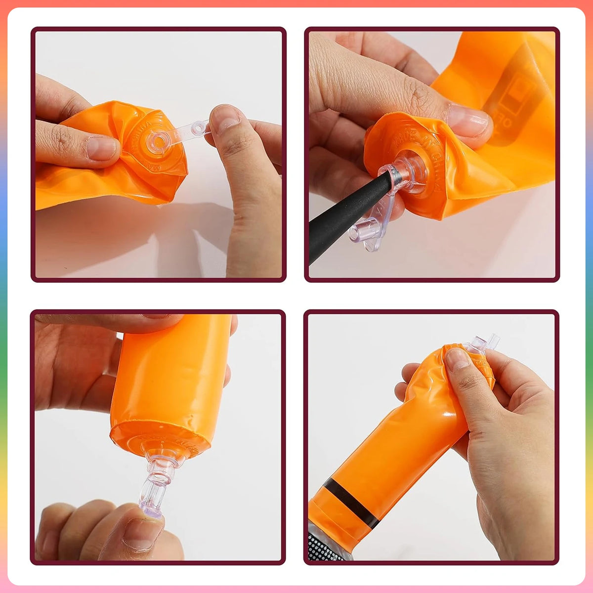 Close-up shots showing how to inflate and use inflatable microphone party props for kids karaoke and music themes