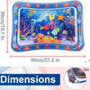 A clear plastic sensory play mat filled with colorful aquatic and jungle-themed toys for pets