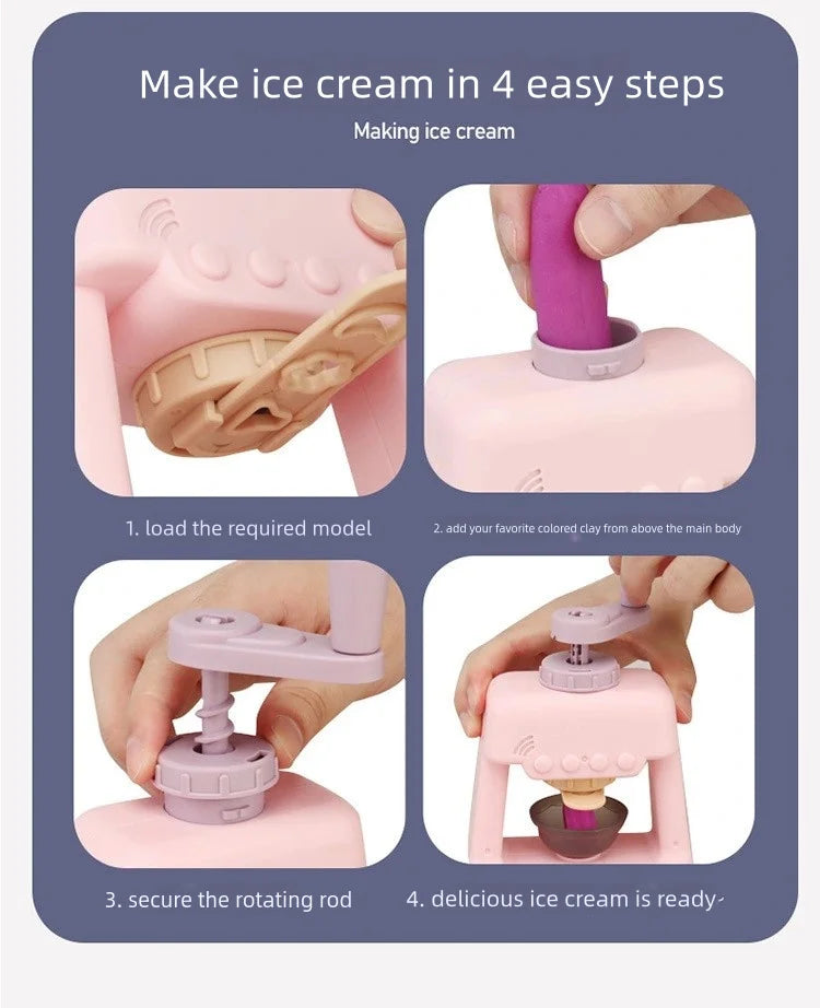 Creative Ice Cream Shop Clay Set with Noodle Maker for Kids