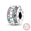 Sterling silver heart charm beads for bracelets featuring colorful gemstones and a textured design