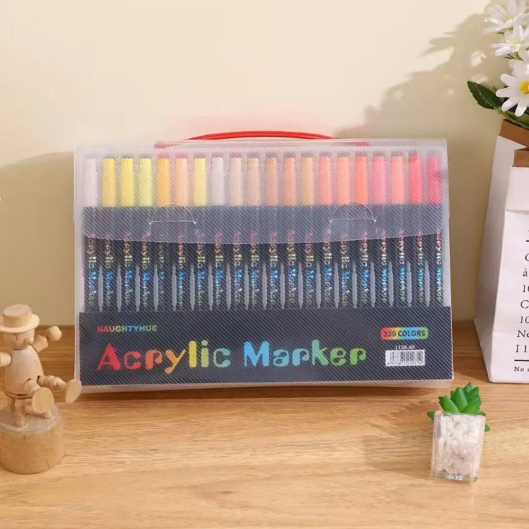 48-Color Acrylic Paint Markers with Dual Tips for Art & Craft