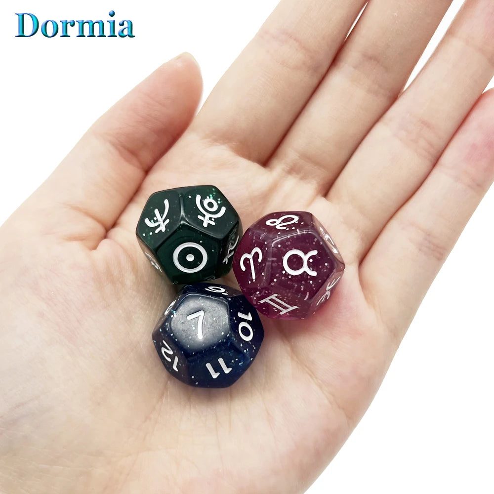 Astrology Divination Dice Set – 3 D12 Constellation Dice for Guidance and Insight