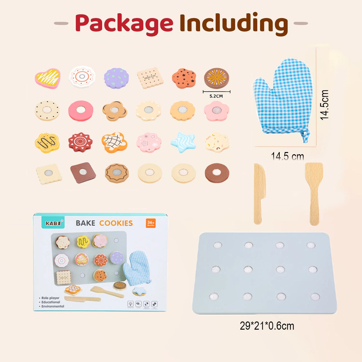 Wooden Cookie Baking Play Food Set for Toddlers