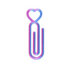 A pair of heart-shaped canvas clips in iridescent purple and blue.