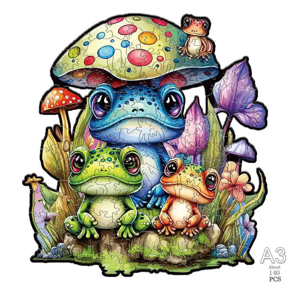 Wooden Frog Puzzle for Kids and Adults