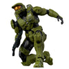 A 1/12 scale Master Chief action figure in olive green armor, shown in a dynamic pose.
