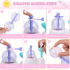 Six steps showing how to make a balloon animal using a kit with a pump and decorations