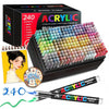Ein Set von 240 Acryl-Malerkugelschreiber in einer schwarzen Box und einem offenen Behälter mit verschiedenen Farben.