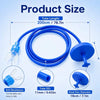 Blue silicone breathing tube with a float disc and mouthpiece shown with dimensions.
