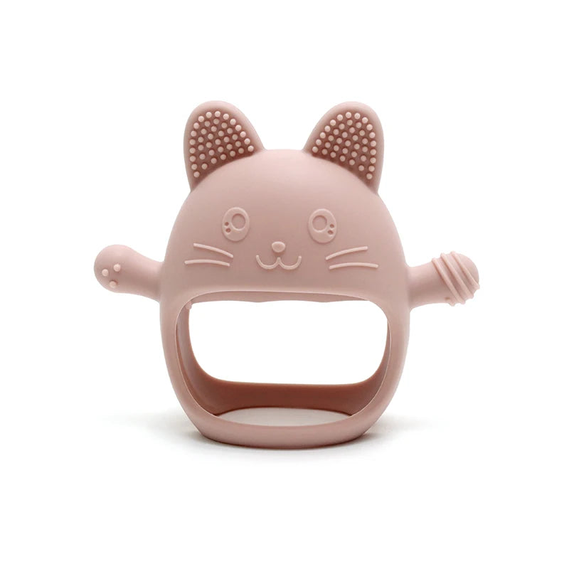 Baby Teething Mittens - Food-Grade Silicone Chew Glove with Cute Bunny Design