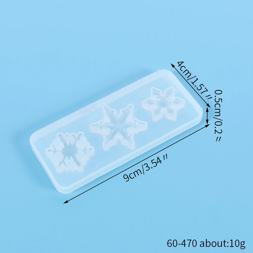 A clear silicone mold with three star-shaped designs for jewelry and craft projects