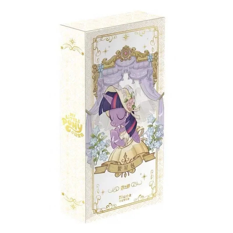 A trading card collection box featuring a decorative frame and an illustration of a pony.
