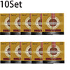 A set of 10 strings for a classical guitar, featuring clear nylon and silver-plated copper wound strings.