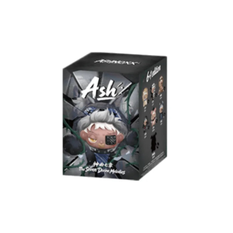 A black box containing Ash vinyl figures and a bag charm keychain.