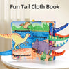 A colorful felt book featuring dinosaurs like a pterosaur, triceratops, and bactrosaurus for babies.