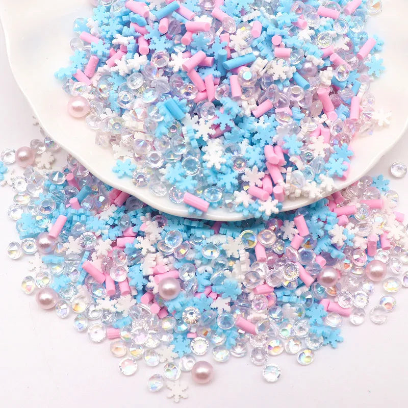 Festive Snowflake Polymer Clay Sprinkles for Crafts and Slime