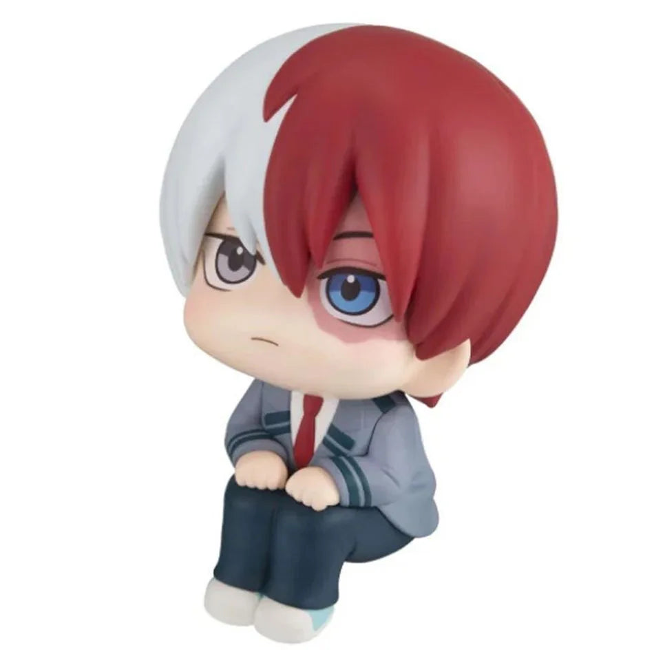 Chibi PVC figure of Tomura Shigaraki, Izuku Midoriya, and Katsuki Bakugo with red and white hair.