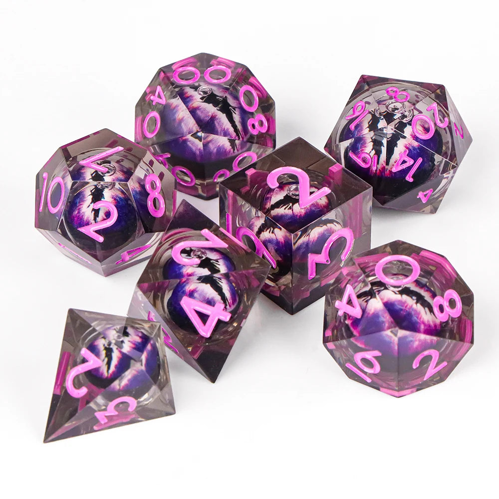 Eye Dice Set – 7-Piece Resin Polyhedral Dice for Horror RPG Games